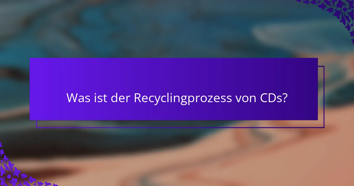 Was ist der Recyclingprozess von CDs?