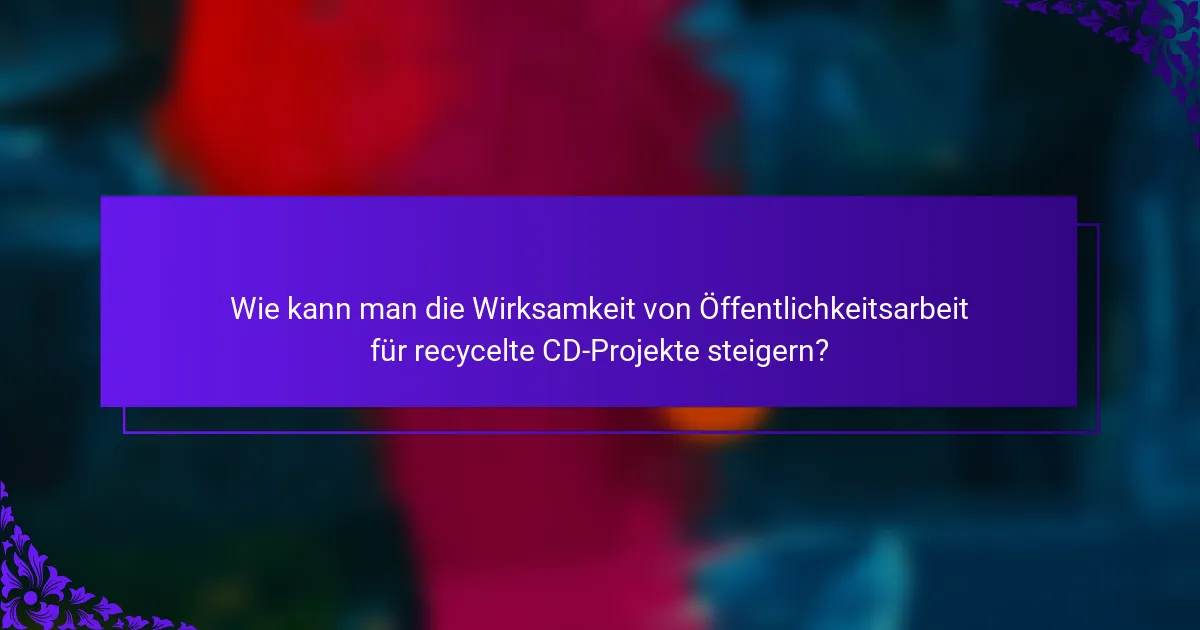Wie kann man die Wirksamkeit von Öffentlichkeitsarbeit für recycelte CD-Projekte steigern?